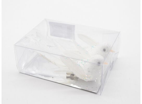 Ptaszek z klipsem 2 sztuki 12 cm biały