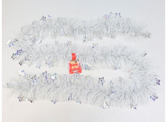 Łańcuch choinkowy 13 cm x 2 m biało-srebrny