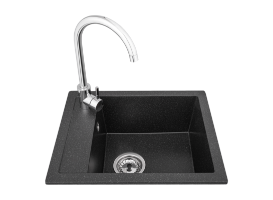 Zlewozmywak z baterią axi-gran czarny Axis