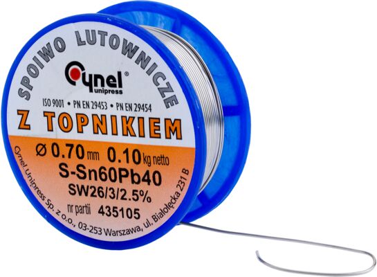 Spoiwo lutownicze z topnikiem 60% 0,7 mm szpulka 0,10 kg Sn60Pb40 Cynel