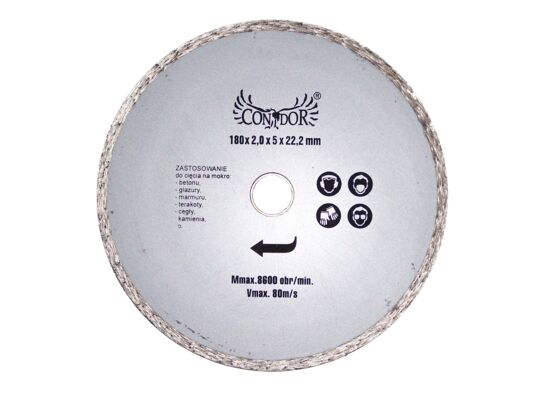 Tarcza diamentowa pełna do cięcia na mokro 180 x 22,2 mm Condor