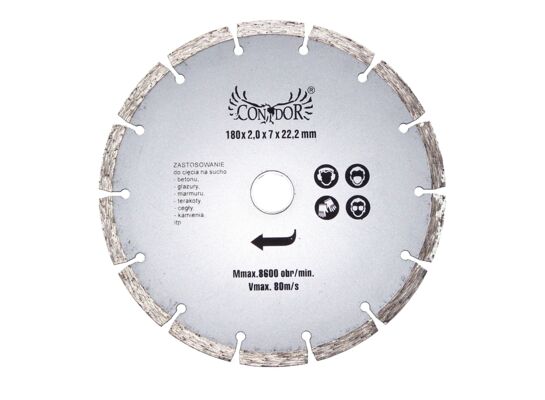 Tarcza diamentowa segmentowa do cięcia na sucho 180 x 22,2 mm Condor