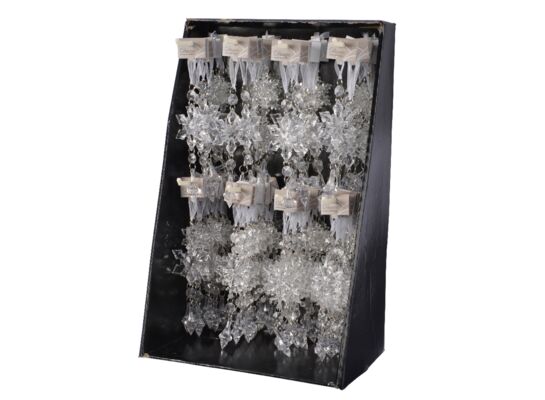 Zawieszka akrylowa ze śnieżynkami 16 cm mix kształtów transparentny