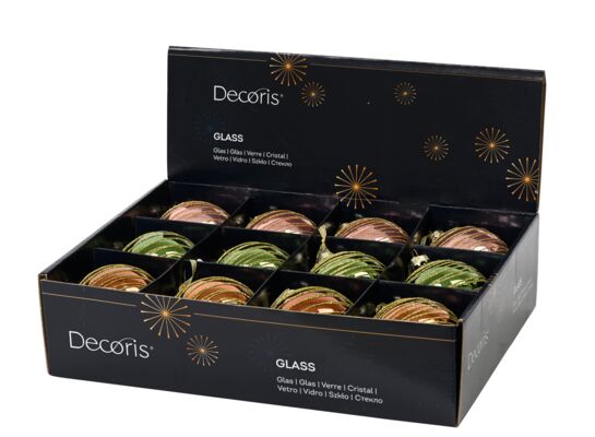 Bombka szklana w prążki mix 3 kolorów