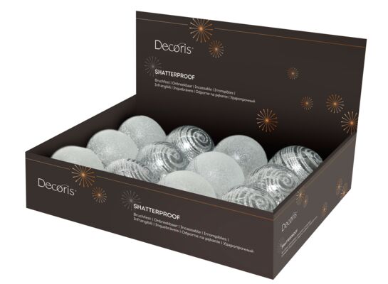 Bombka plastikowa dekorowana mix srebrna