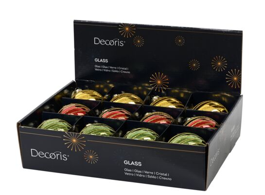 Bombka szklana w prążki mix 3 kolorów