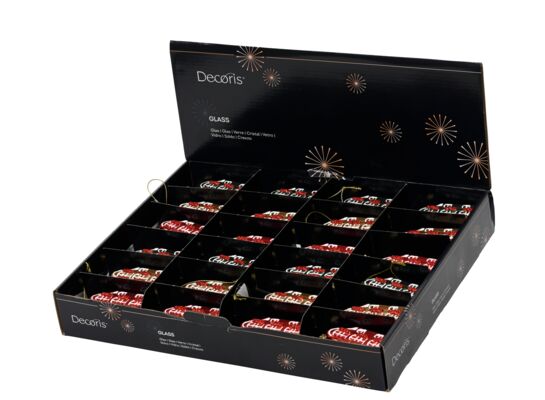 Bombka szklana domek 7,5 cm zielony / czerwony / złoty