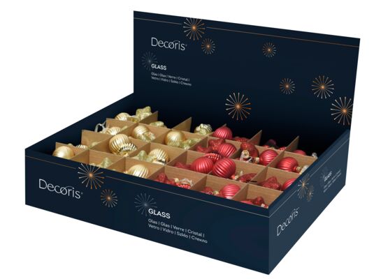 Wiązka bombek szklanych 11,5 cm 3 sztuki czerwony / złoty