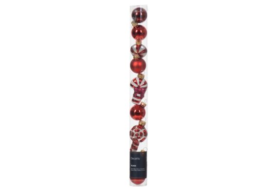 Bombki szklane mix czerwone