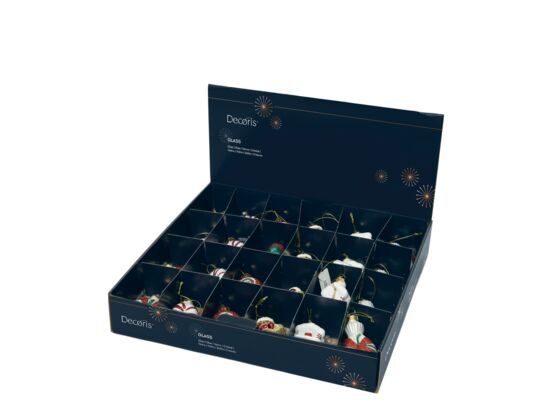 Bombka szklana brokatowa kształt mix 6 rodzajów