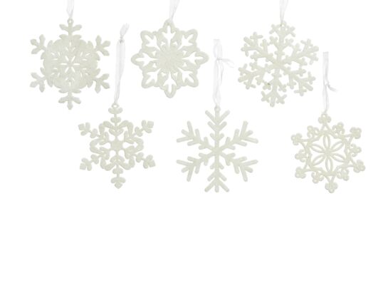 Zawieszka plastikowa śnieżynka biała