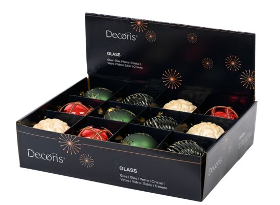 Bombka szklana dekorowana mix 4 rodzajów Decoris