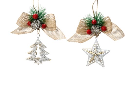 Zawieszka metalowa ze stroikiem biała