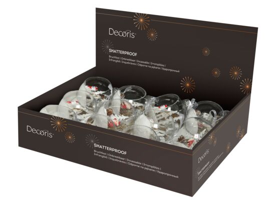 Bombka plastikowa dekorowana 8 x 8 cm