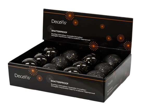 Bombka plastikowa dekorowana 8 x 8 cm czarna