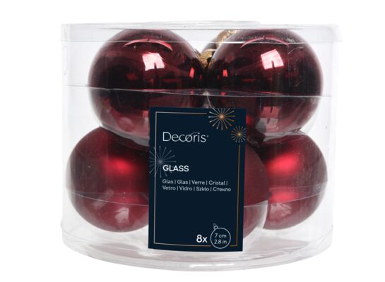 Bombki szklane mix 7 cm bordowe