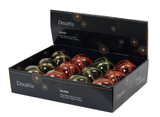 Bombka szklana w kratkę mix 2 kolorów