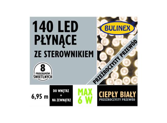 Lampki choinkowe LED 140 sztuk białe ciepłe BULINEX