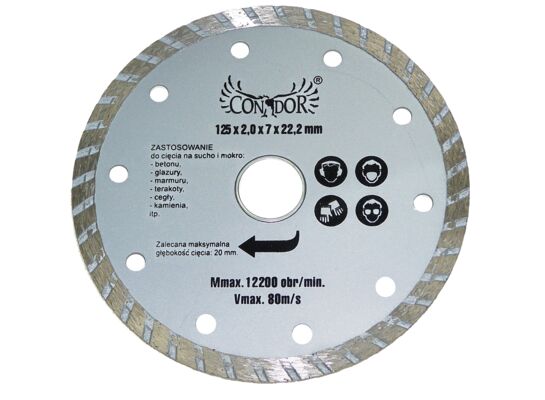 Tarcza diamentowa do cięcia na sucho TURBO 125 mm Condor