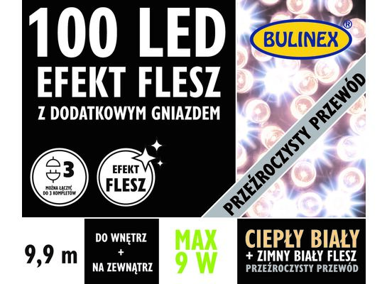 Lampki choinkowe flesz LED 100 sztuk BULINEX