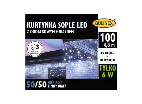 Kurtyna sople LED 100 sztuk białe zimne BULINEX
