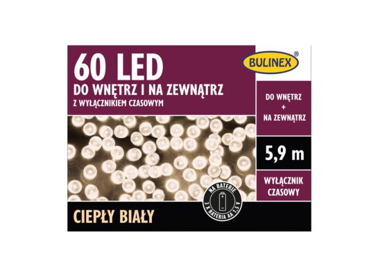 Lampki LED 60 sztuk zewnętrzne na baterie BULINEX