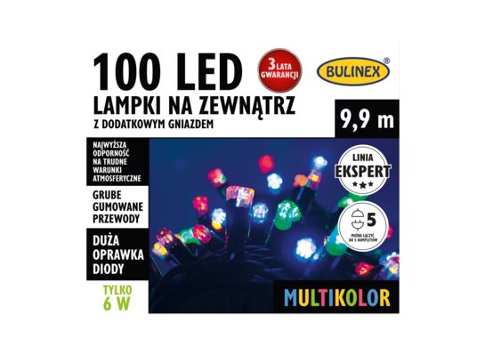 Lampki zewnętrzne LED 100 sztuk kolorowe BULINEX