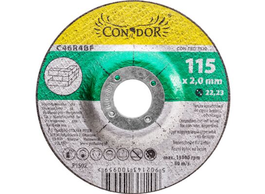 Tarcza korundowa do cięcia betonu 115 x 3 mm Condor