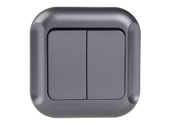 Włącznik podwójny świecznikowy 10 A, 250 V, TOPAZ antracyt