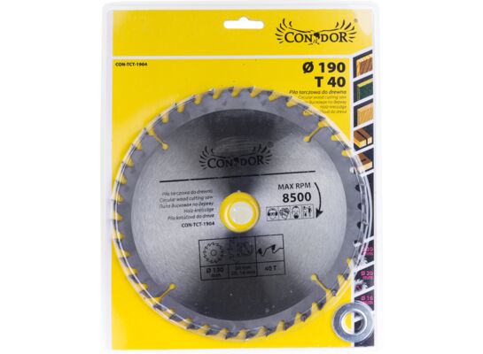Piła tarczowa do drewna 190 mm x 40 T Condor
