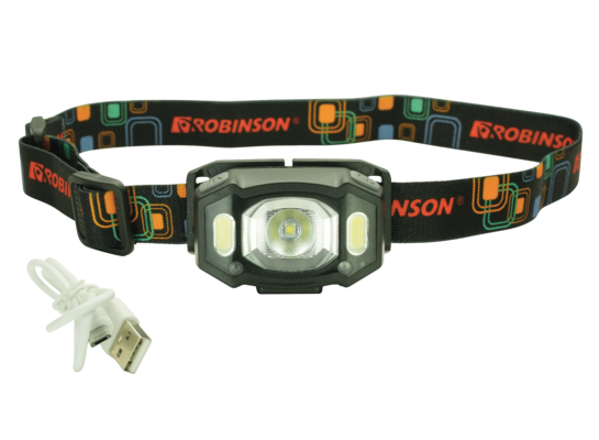 Latarka czołowa z czujnikiem ruchu z USB czarna