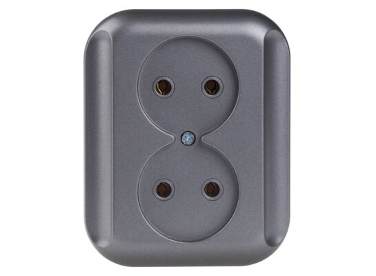 Gniazdo podwójne 2x2p 16A, 250V TOPAZ antracyt