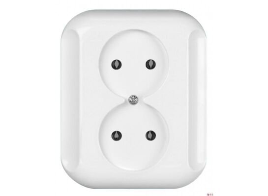 Gniazdo podwójne 2x2p 16A, 250V TOPAZ biały