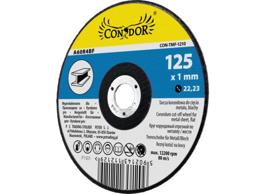 Tarcza korundowa do cięcia metalu, blachy 125 x 1,2 mm Condor