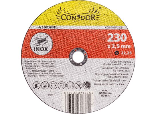 Tarcza korundowa do cięcia metalu inox 230 x 2,5 mm Condor