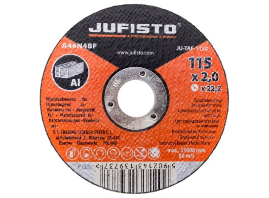 Tarcza korundowa do cięcia aluminium 115 x 2 mm Jufisto