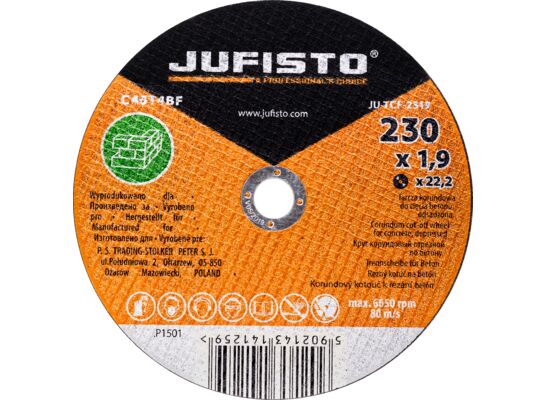Tarcza do cięcia 230 x 1,9 x 22,2 mm beton Jufisto