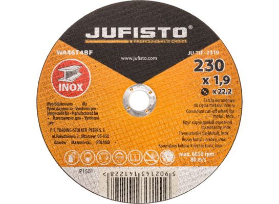 Tarcza do cięcia 230 x 1,9 x 22,2 mm Inox Jufisto
