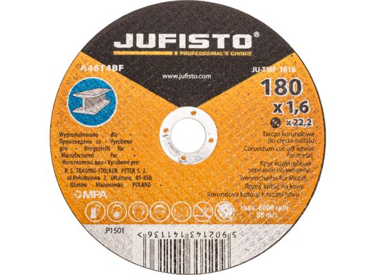 Tarcza do cięcia 180 x 2 x 22,2 mm stal Jufisto
