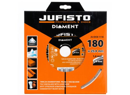 Tarcza diamentowa pełna 180 x 1,6 x 25,4 mm Jufisto