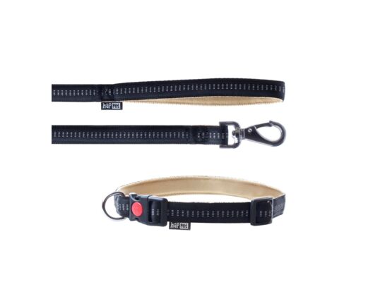 Smycz + obroża Soft Style czarny S 1,0 cm