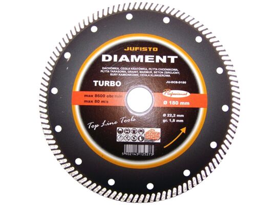 Tarcza diamentowa TURBO 180 x 1,8 x 22,2 mm Jufisto