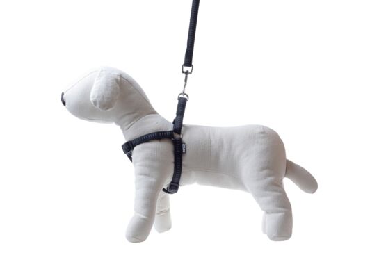 Smycz + szelki Soft Style czaarny odblask S 1 cm