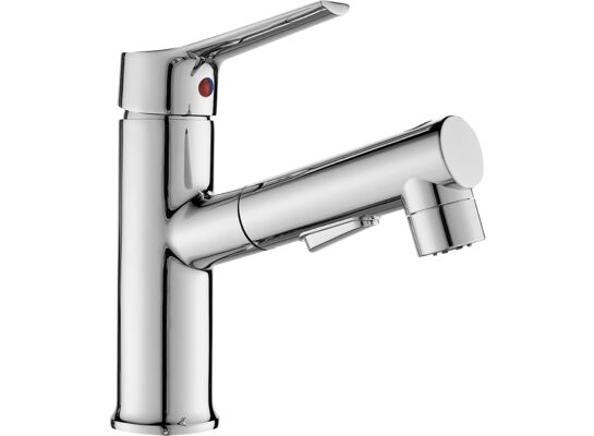 Bateria umywalkowa Fonte stojąca z wyciąganą wylewką srebrna 35 mm Kuchinox