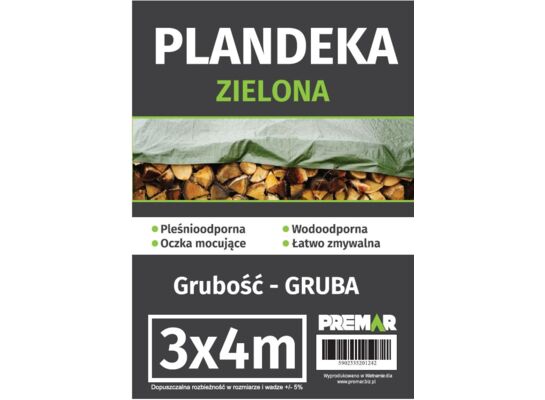 Plandeka 3 x 4 m gruba zielona