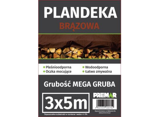 Plandeka 3 x 5 m brązowa