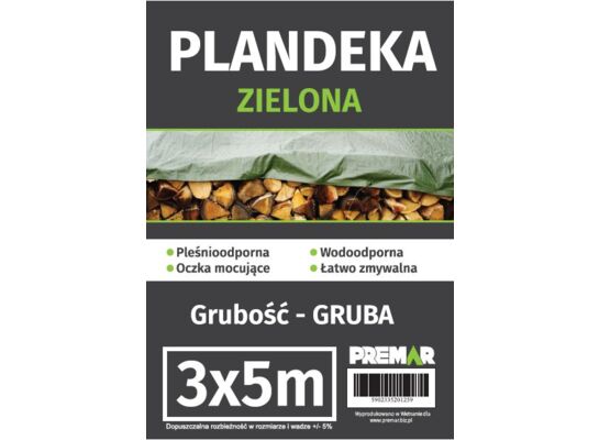 Plandeka 3 x 5 m gruba zielona