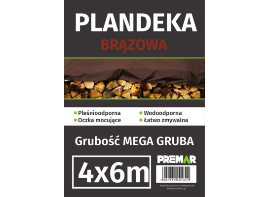 Plandeka 4 x 6 m brązowa