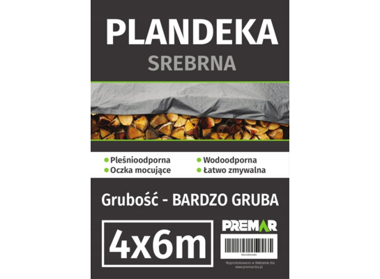 Plandeka 4 x 6 m srebrna