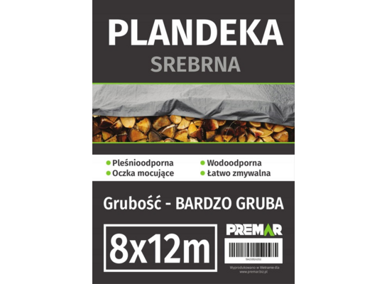 Plandeka 8 x 12 m srebrna